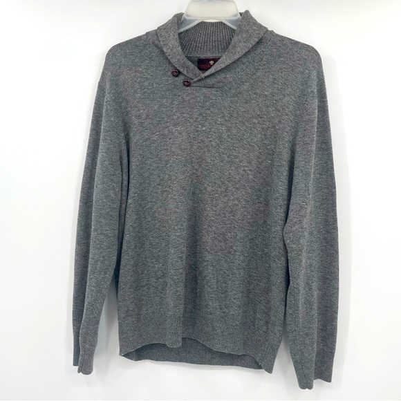 Erbario Toscno Sweater V-Neck Roll over Collar Long Sleeve Gray XL - Picture 1 of 9